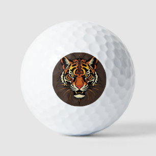 Balles De Golf Visage de tigre avec motifs tribaux