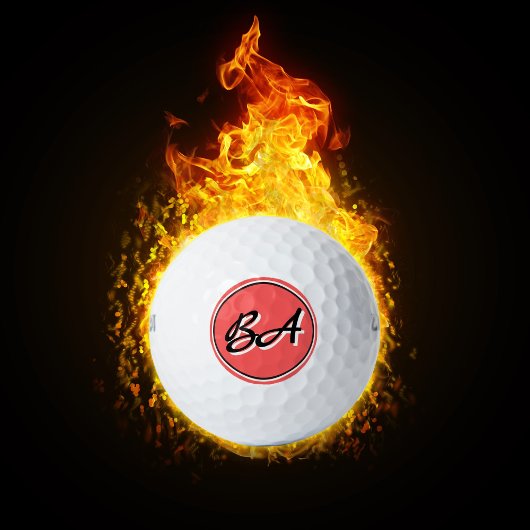 Balles De Golf Vos initiales en noir et blanc sur rouge