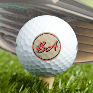 Balles De Golf Vos initiales en rouge et noir sur sable