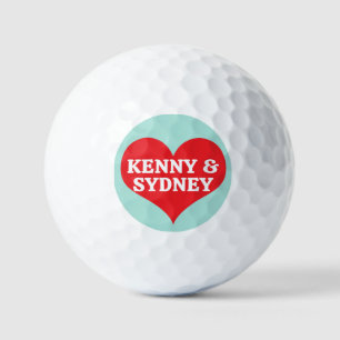 Balles De Golf Vos Noms Rouge Coeur De La Saint-Valentin Et Fond