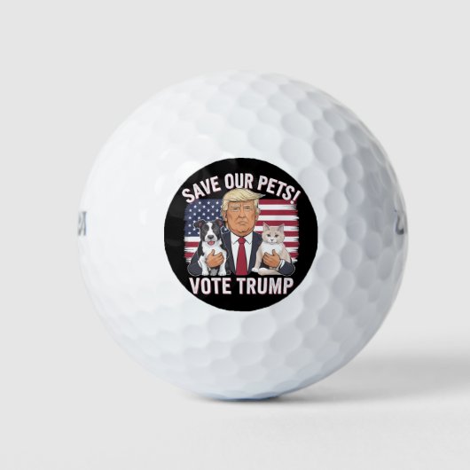 Balles De Golf Votez Trump Sauvez Nos Animaux Chats Chiens 2024 E (Devant)