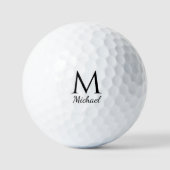 Balles De Golf Votre modèle de monogramme de nom initial noir et (Recto)