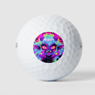 Balles De Golf Wacky Demon Elf Anime Girl Tongue Out