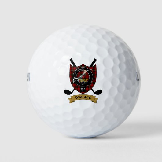 Balles De Golf Wallace Clan Badge & Clubs de Golf Crossés (Devant)