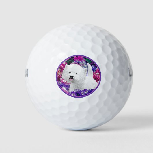 Balles De Golf West Highland White Terrier Peinture Chien Art (Devant)