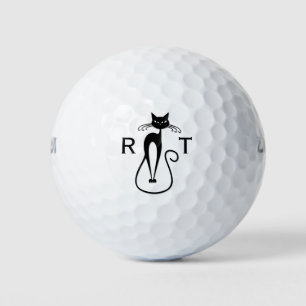 Balles De Golf Whimsical Skinny Chat noir Monogramme