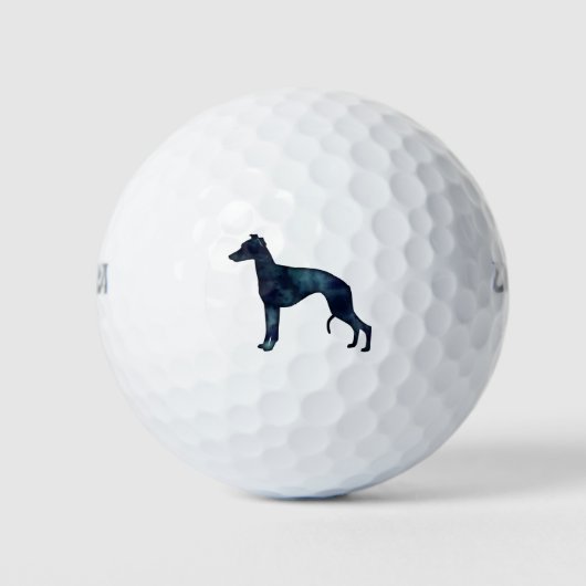 Balles De Golf Whippet Chien race Noir Aquarelle Silhouette (Devant)