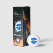 Balles De Golf White words and geometric blue background (Conditionnement)