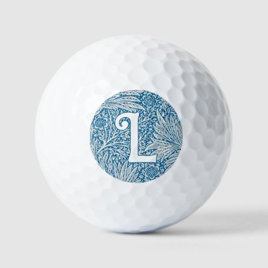 Balles De Golf William Morris Blue Marigold Monogramme (Recto)