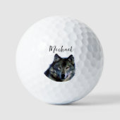 Balles De Golf Wolf Portrait Votre nom Écriture personnalisée (Recto)