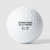 Balles De Golf Work Hard Golf Hard Funny Typography Monogram (Recto)