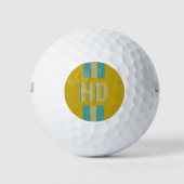 Balles De Golf Yellow & Blue striped Shadow monogrammed Luxury (Devant)