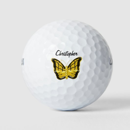 Balles De Golf Yellow Butterfly Design (Devant)