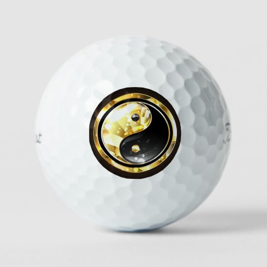 Balles De Golf Yin Yang or sur noir (Recto)