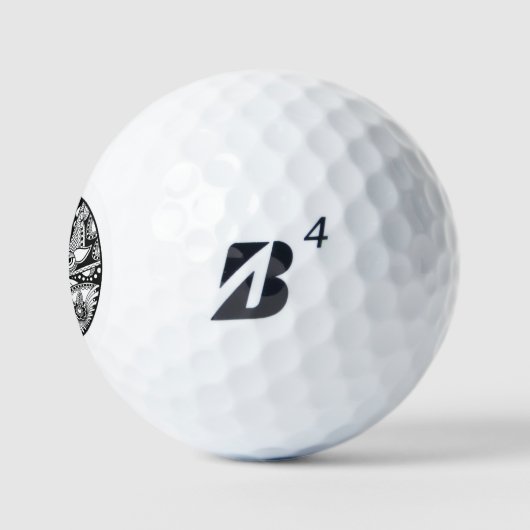 Balles De Golf Zendala Abstraite Noire Et Blanc Sur Le Cercle (Logo)