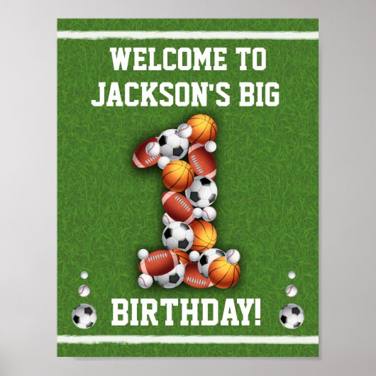 Balles de sport 1ère Affiche de bienvenue d'annive (Devant)