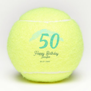 Balles De Tennis 50e anniversaire ajouter nom date année vert paste
