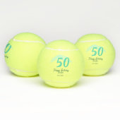 Balles De Tennis 50e anniversaire ajouter nom date année vert paste (Multiple)