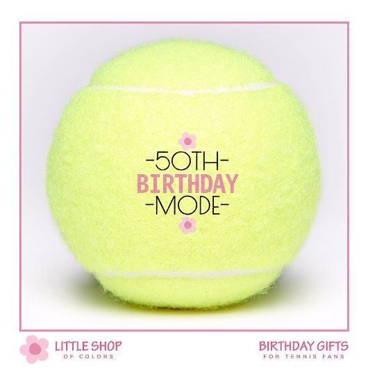 Balles De Tennis 50th Birthday Mode Pink Floral Personalized