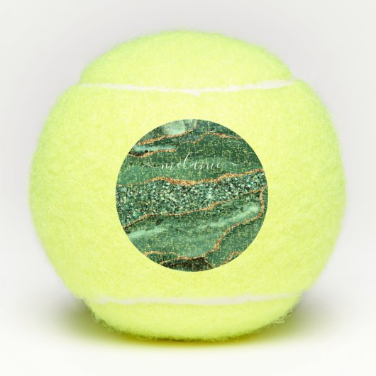 Balles De Tennis Agate Green Gold Parties scintillant Geode Marbre  (Devant)