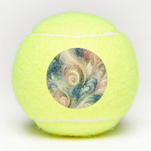 Balles De Tennis Aquarelle Imaginaire Floral Pastel Bleu & Crème