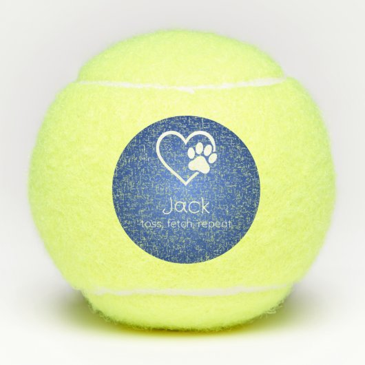 Balles De Tennis Azure Dog Name Tennis Ball 'toss, fetch, repeat' (Devant)