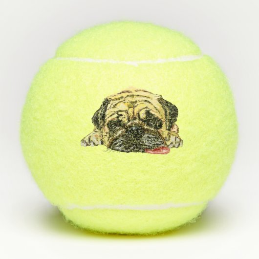 Balles De Tennis Ballons de tennis amusants avec chien Carlin (Devant)