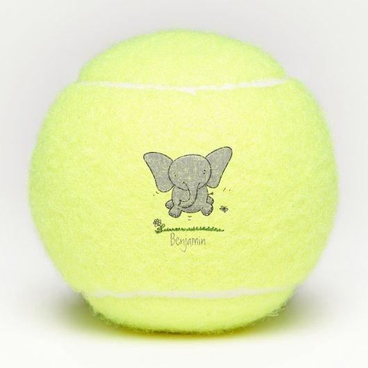 Balles De Tennis Belle adorable dessin d'éléphant bébé (Devant)