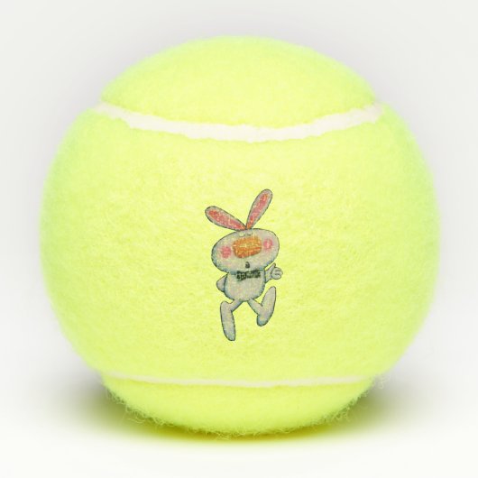 Balles De Tennis Blancs Rabbit Orange Noir Pouce Haut Inscription C (Dos)
