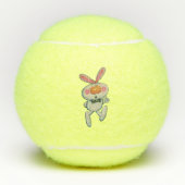 Balles De Tennis Blancs Rabbit Orange Noir Pouce Haut Inscription C (Devant)