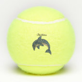 Balles De Tennis Bleu foncé Blancs dauphin saut (Dos)