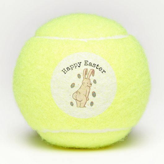 Balles De Tennis Bonne Pâques avec un lapin drôle (Devant)