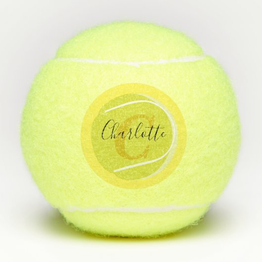 Balles De Tennis Boule de tennis avec Monogramme or Nom de script j (Devant)
