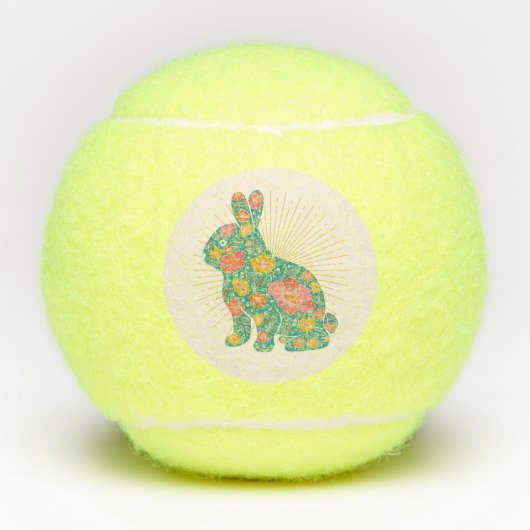 Balles De Tennis Bunny Pâques Pastel Retro Floral (Devant)