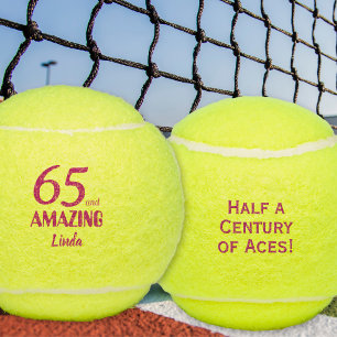Balles De Tennis Cadeau personnalisé 65 ans incroyable Rose pour un