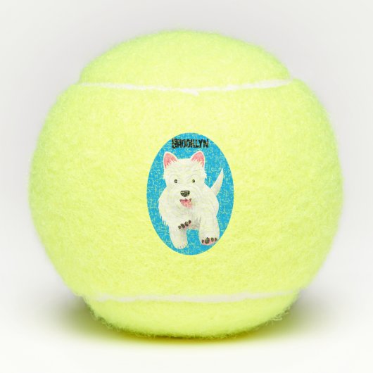 Balles De Tennis Caricature blanche de terrier de l'ouest (Devant)