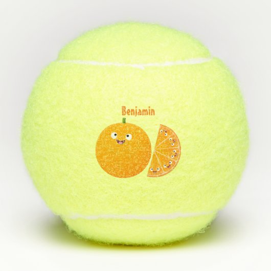Balles De Tennis Caricature d'agrumes d'orange (Devant)