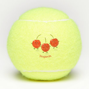 Balles De Tennis Caricature de cerises rouges à sauter mûr