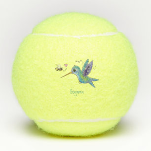 Balles De Tennis Caricature de colibri d'abeille mignonne