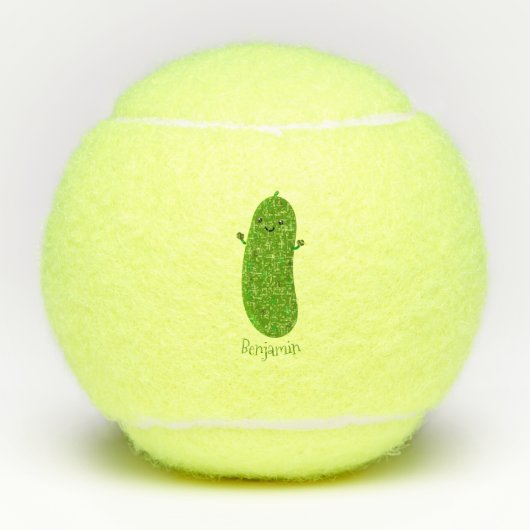Balles De Tennis Caricature de cornichon joyeux (Devant)