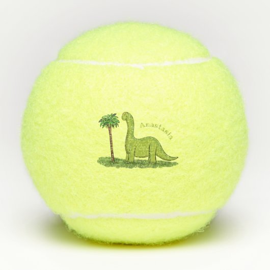 Balles De Tennis Caricature de dinosaure de brontosaurus vert migno (Devant)