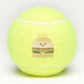 Balles De Tennis Caricature de hamburger kawaii joyeux (Dos)