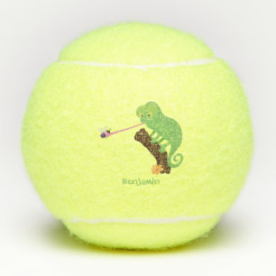 Balles De Tennis Caricature de lézard de caméléon vert joyeux