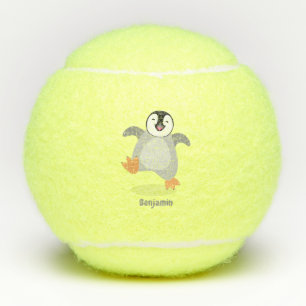Balles De Tennis Caricature de poussin de pingouin mignon et joyeus