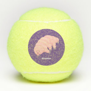 Balles De Tennis Caricature d'ours d'eau tardigrade rose mignon