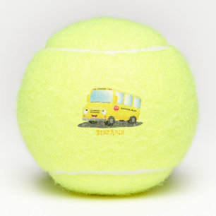 Balles De Tennis Caricature du bus scolaire jaune joyeux