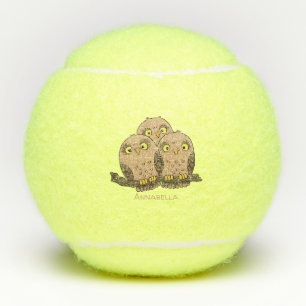 Balles De Tennis Caricature en trio de chouette