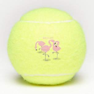 Balles De Tennis Caricature en trio flamand rose mou