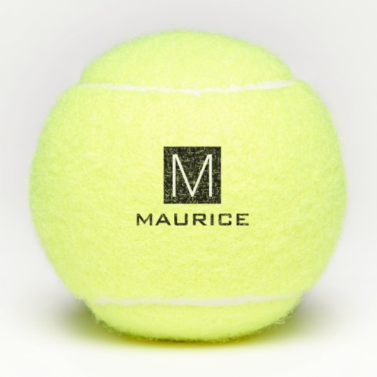 Balles De Tennis Carré noir monogramme masculin moderne (Devant)