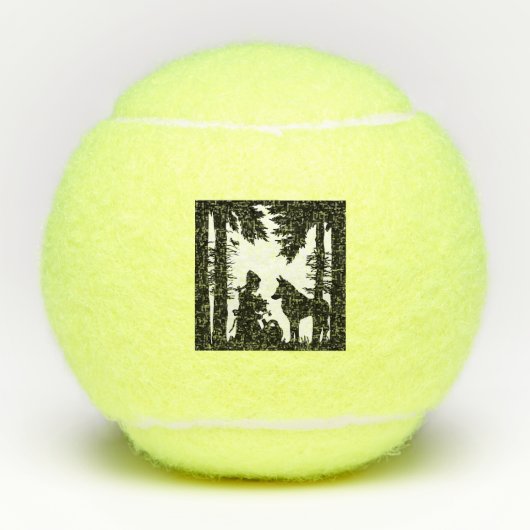 Balles De Tennis Chaperon rouge sous les arbres en herbe avec loup (Devant)